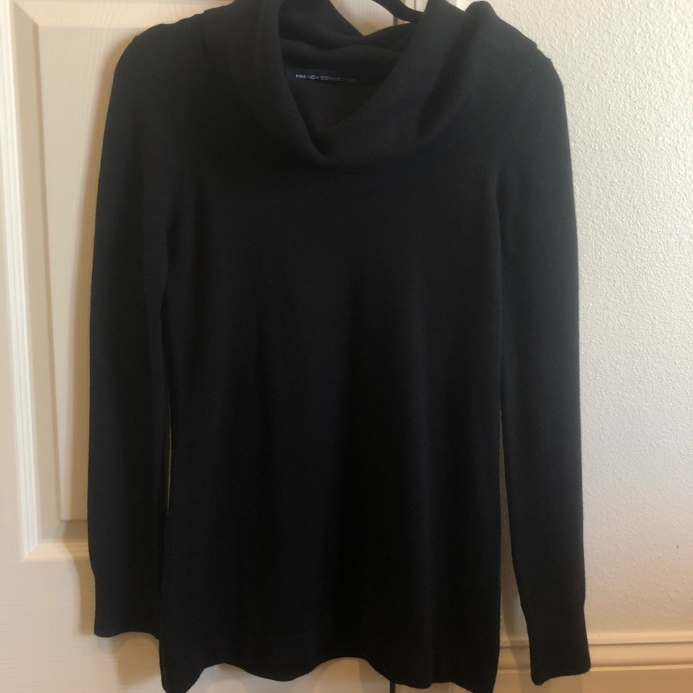 French Connection Cowl Neck Navy Sweater Sz S